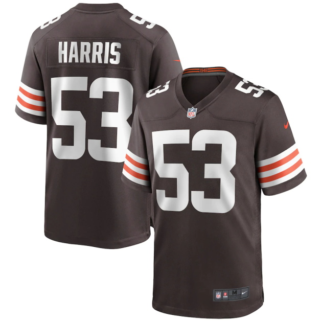 mens nike nick harris brown cleveland browns game jersey